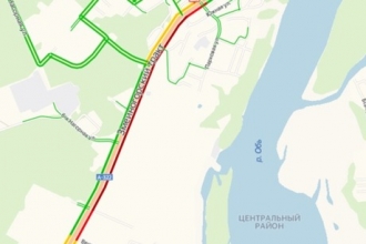 Из-за дорожных работ в Барнауле возникла пробка