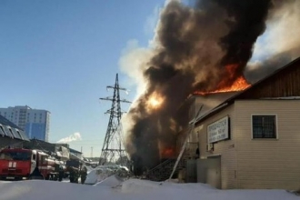 В Барнауле произошел крупный пожар на улице Луговой